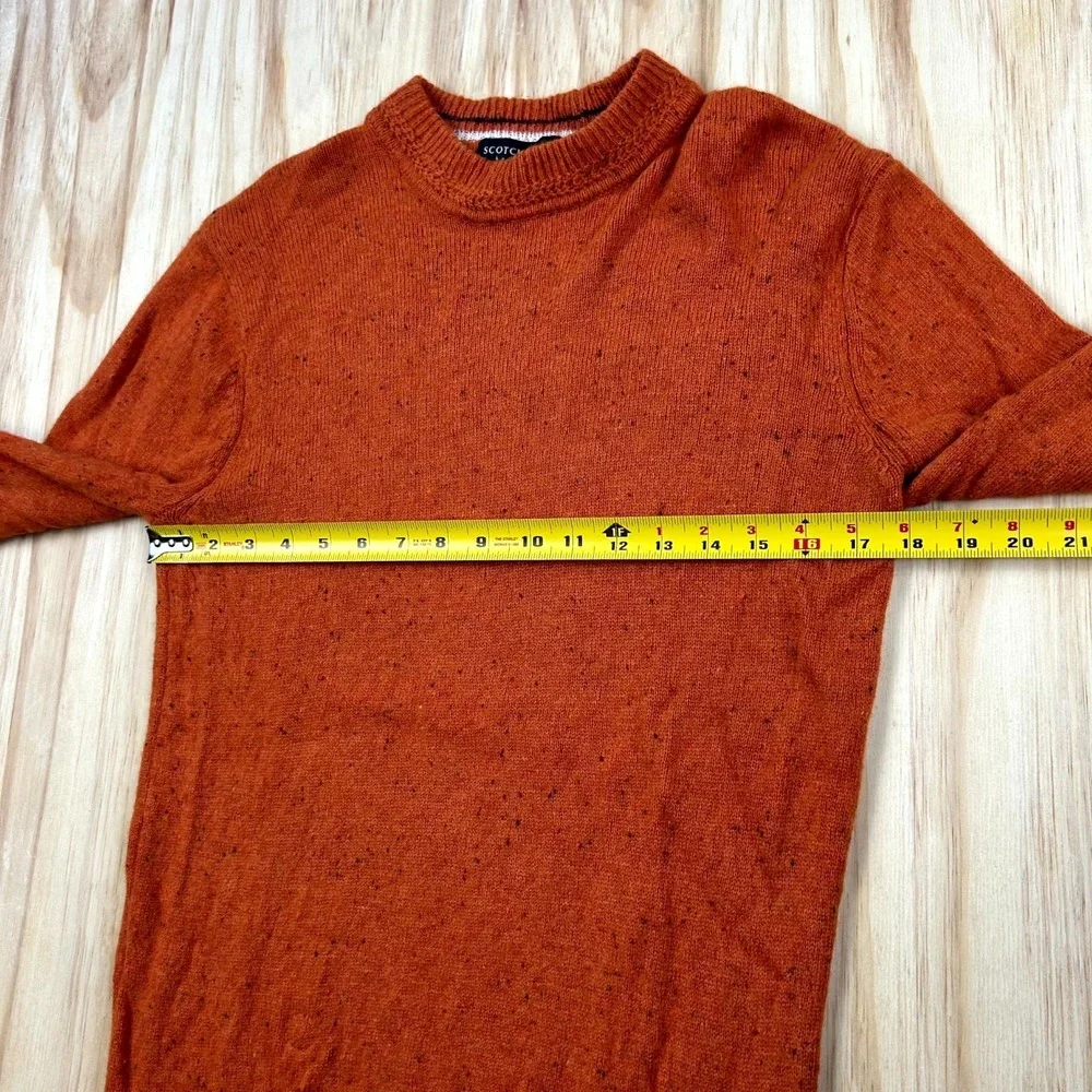 Scotch & Soda Knitwear Sweater Mens Medium Orange Wool Blend Long Sleeve Cozy